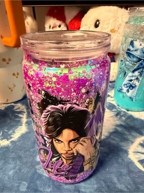Purple Glitter Acrylic Tumbler with Illustrated Cup Never used